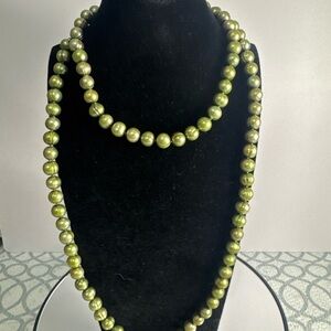 Source Unknown Olive Green Pearl Necklace